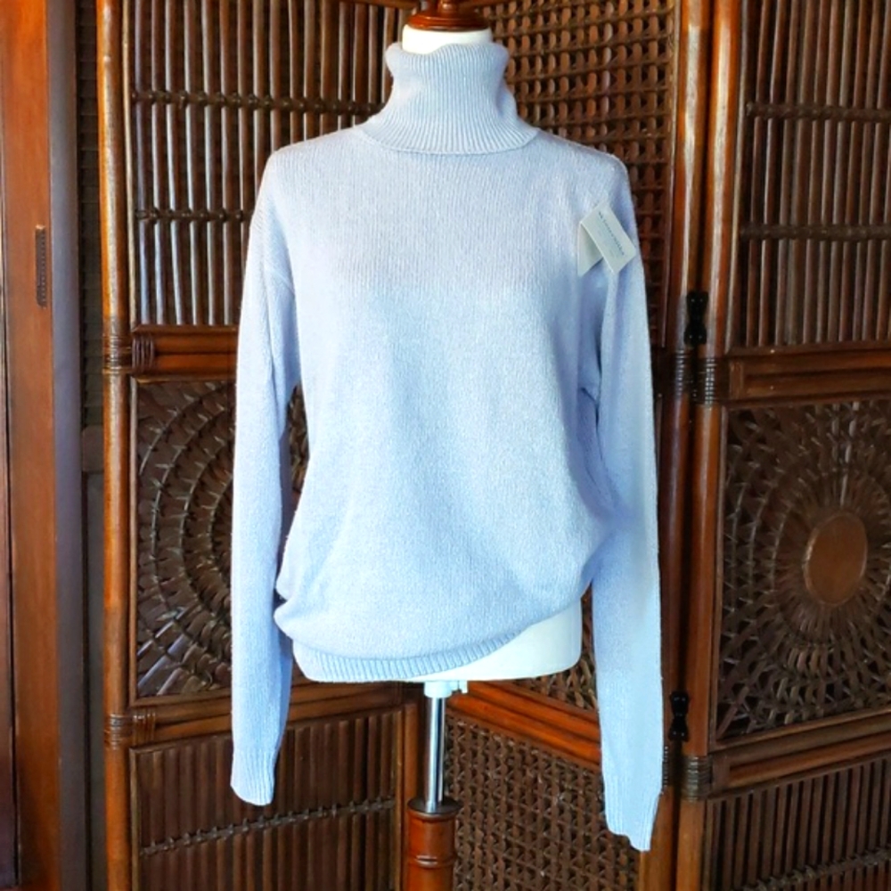 WINTERSILKS Vintage 100% Silk TurtleNeck Sweater Lavender XL NWT